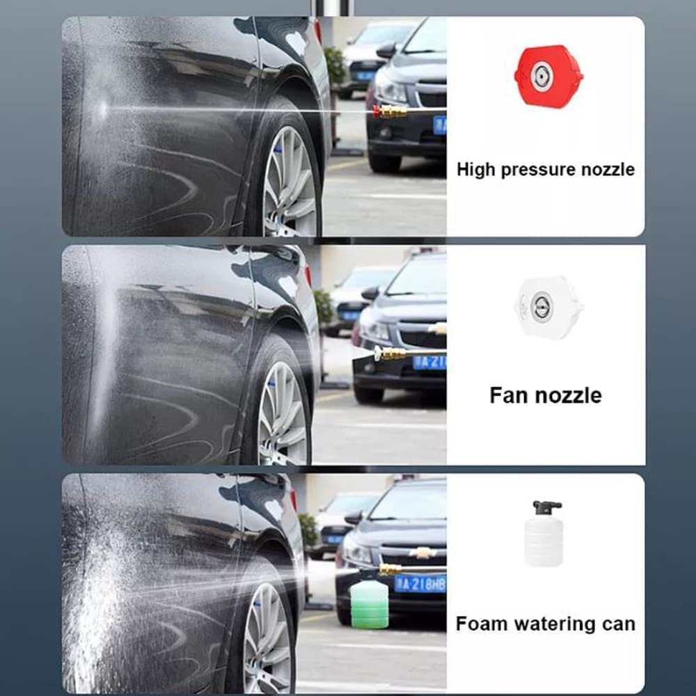 Cordless Car Washer High Pressure Gun - Car Washing 48V Rechargeable Electric Pressure Washer Gun Bike, Car Washing Pump, Portable Car Washer with Adjustable 3 in 1 Nozzle and 5M Pipe. Black GenzVybs